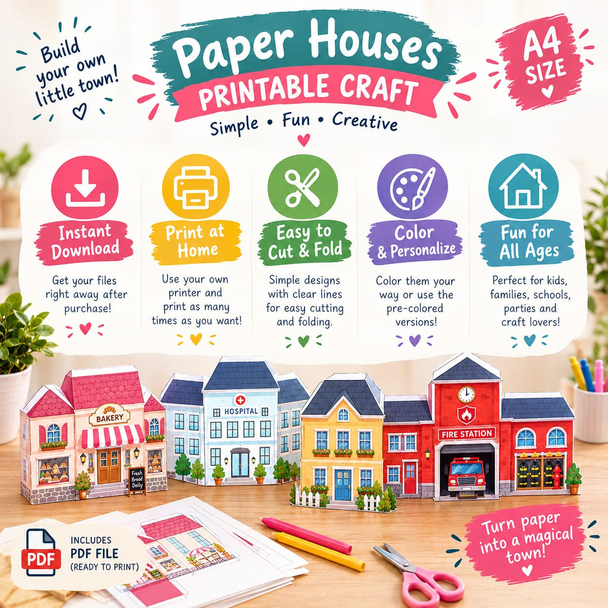 Printable Paper Town Craft Kit