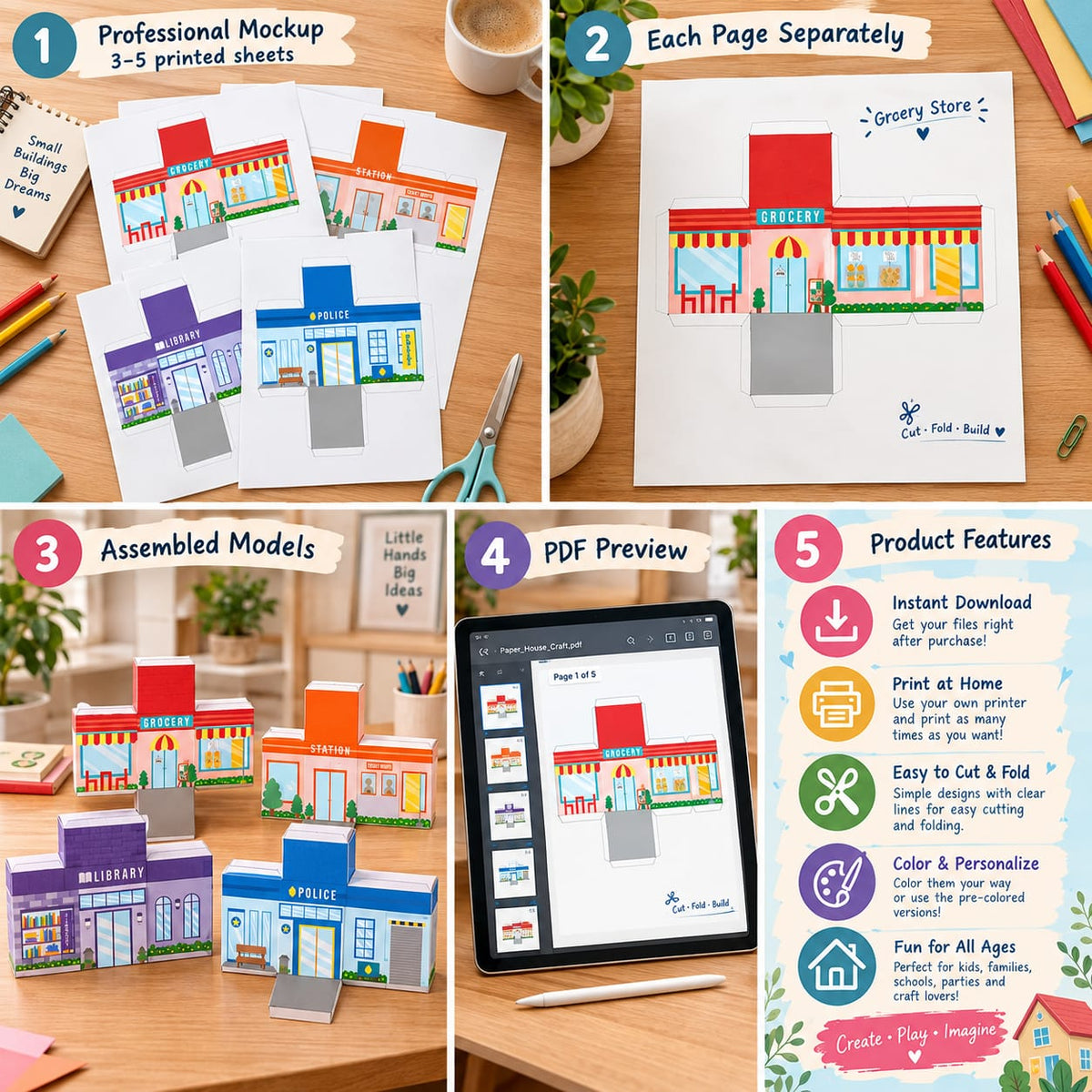 Printable Paper Town Craft Kit