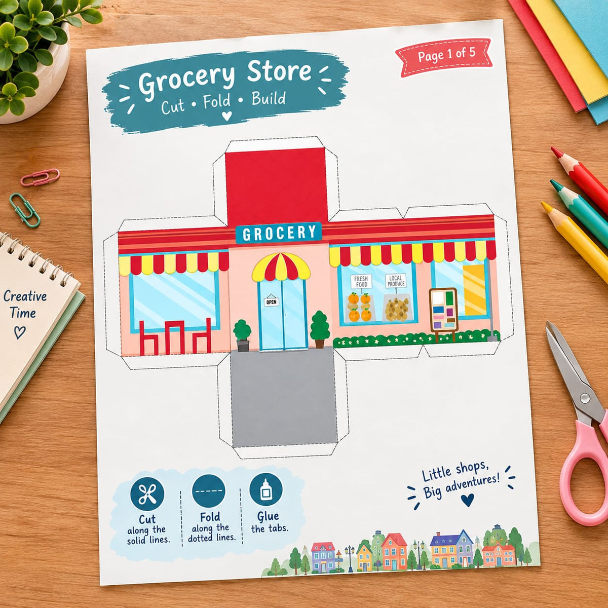 Printable Paper Town Craft Kit
