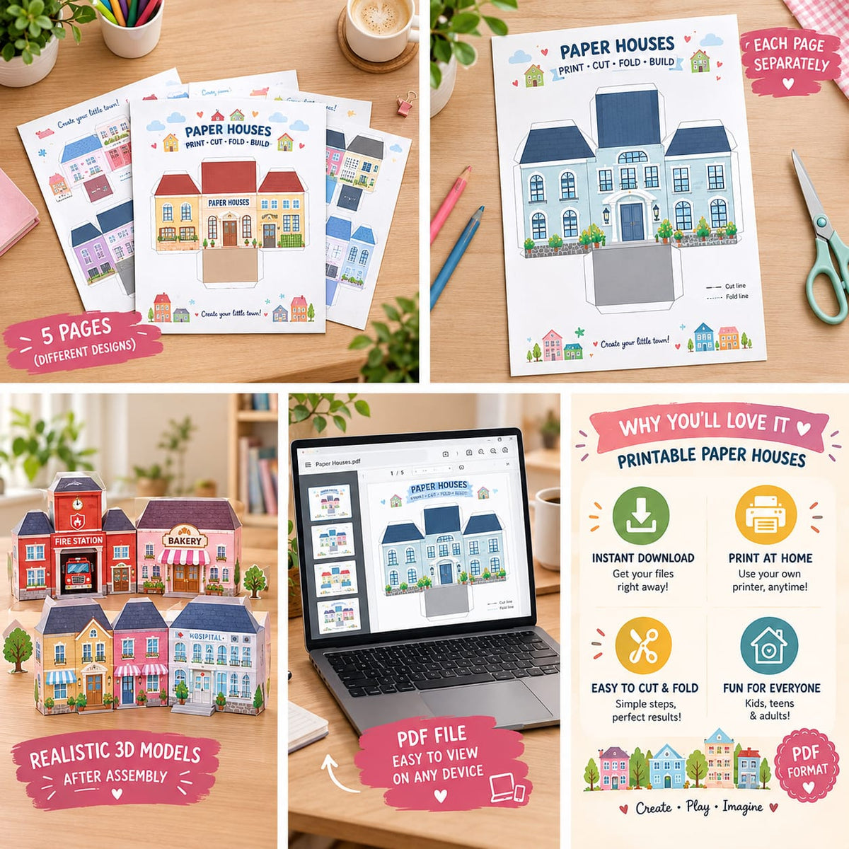Printable Paper Town Craft Kit