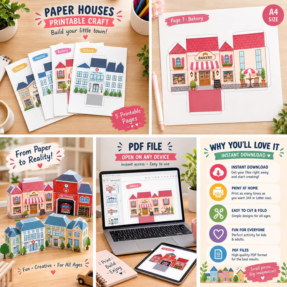 Printable Paper Town Craft Kit